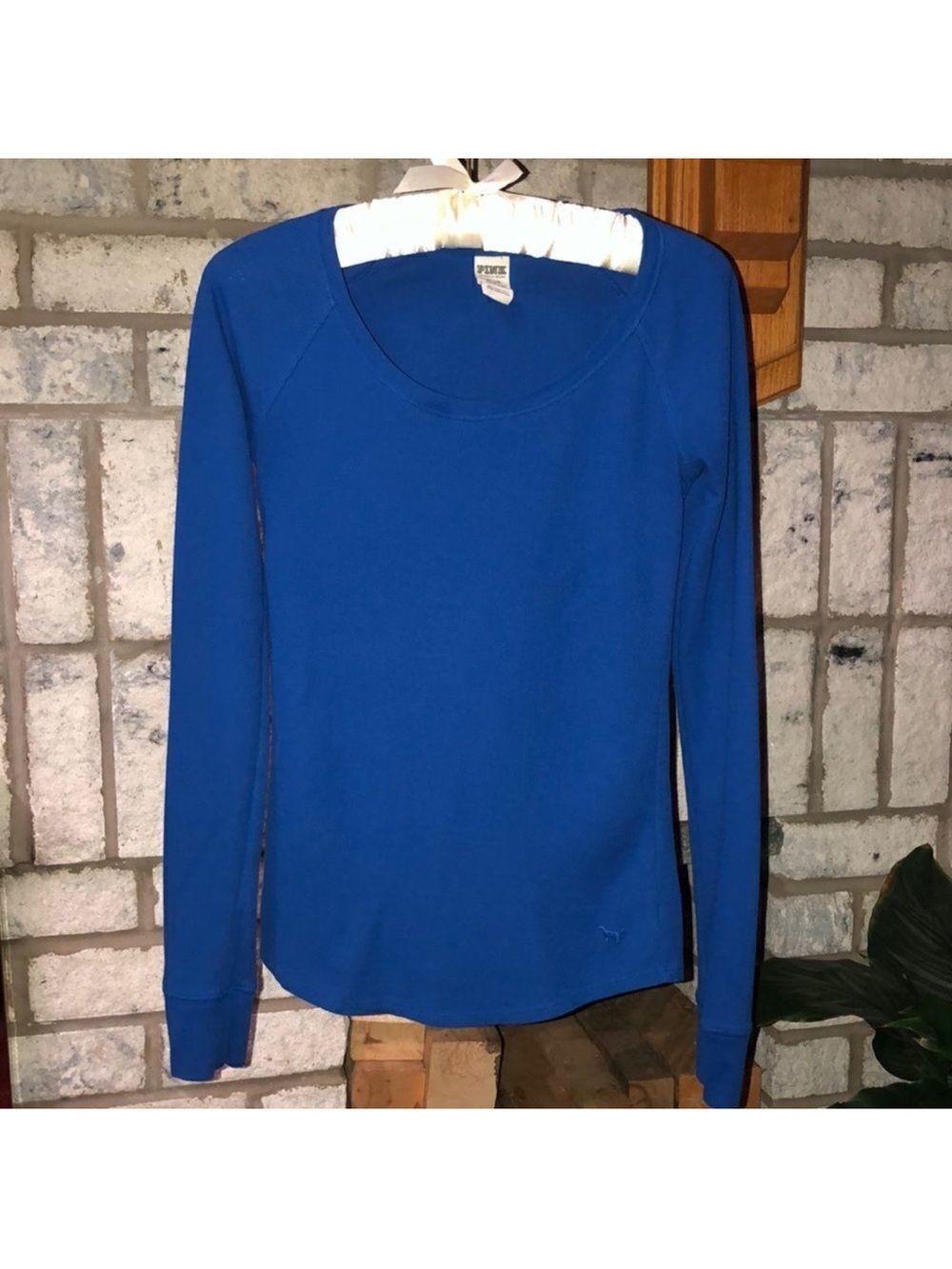 PINK VS XS Royal Blue Waffle Knit Thermal Pajama Top